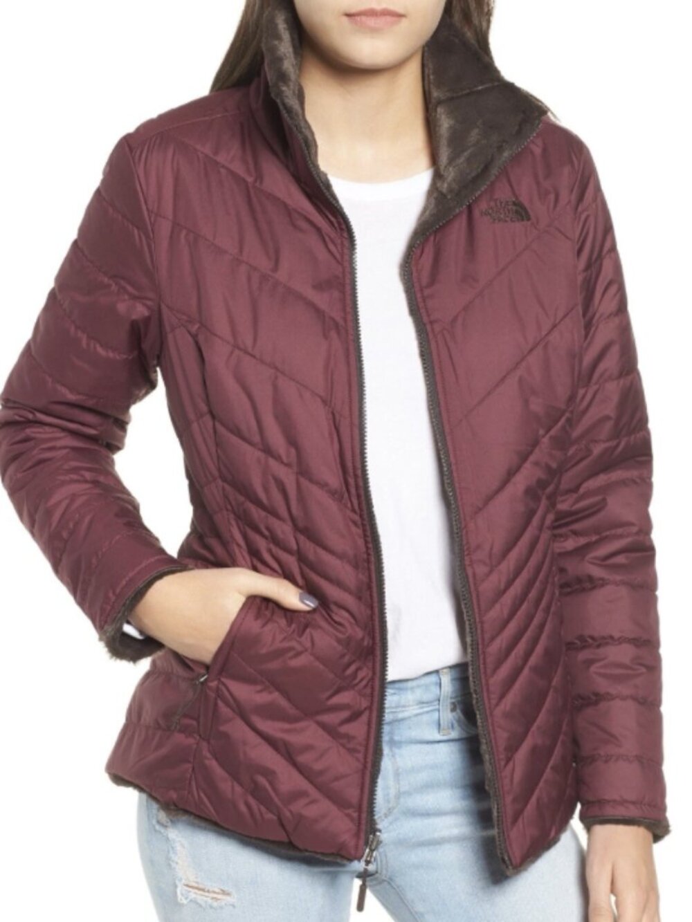 The North Face Brgundy Mossbud Reversible Jacket Women's Size Small